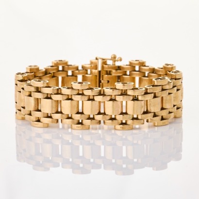 9ct Yellow Gold, 17cm Seven Bar Gate Style Bracelet