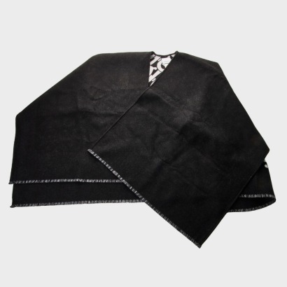 Burberry, 100% Wool Black Fringed Cape