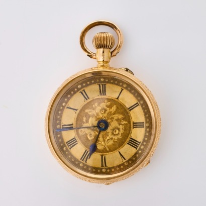 18ct Yellow Gold, 28mm Open Faced Manual Wind Pocket Watch