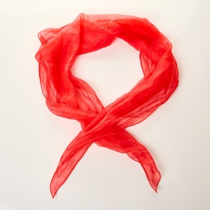 Herm&egrave;s, Red 100% Silk Scarf with Box
