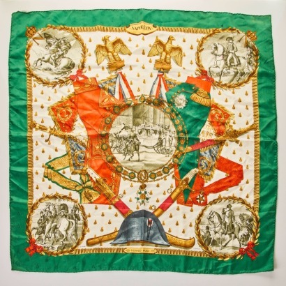 Herm&egrave;s, 100% Silk Napolean Scarf, made in France