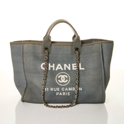 Chanel, Grey Canvas Large Deauville Tote