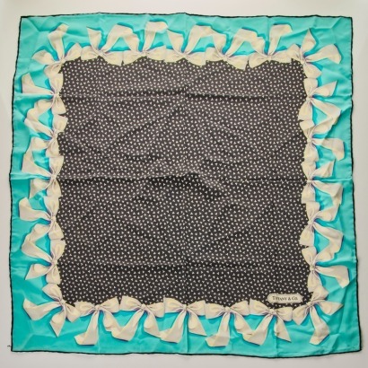 Tiffany & Co, Turquoise 100% Silk Scarf, made in Italy