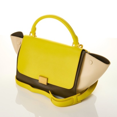 Celine, Yellow Tri-Colour Elephant Embossed Calfskin Small Trapeze