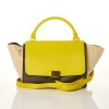 Celine, Yellow Tri-Colour Elephant Embossed Calfskin Small Trapeze - 4