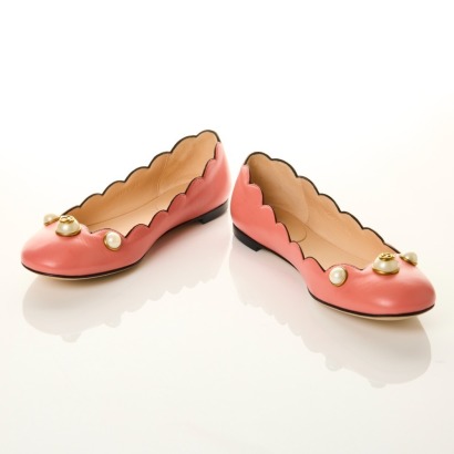 Gucci, Pink Leather Scalloped Edge Ballet Flats Size 36 with Box - Near new