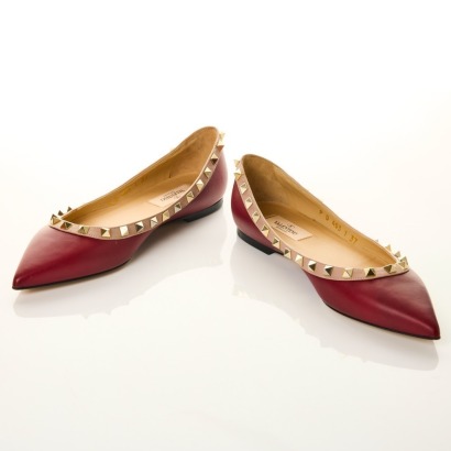 Valentino, Garavani Nappa Rockstud Ballerina Flats Size 37 with Box - Near new