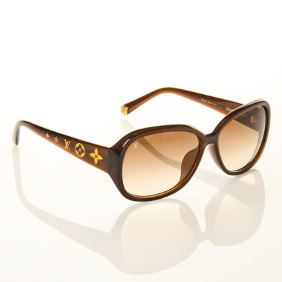 Louis Vuitton, Acetate Obsession GM Brown Glitter Sunglasses Z0459E with Case