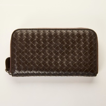 Bottega Veneta, Brown Intrecciato Wallet with Box
