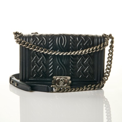 Chanel, Black Embossed Lambskin Leather Medium Celtic Boy Bag