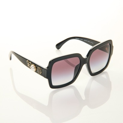 Chanel, Black Square Oversize Sunglasses with Case