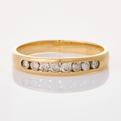 9ct Yellow Gold, Modern, .60ct Channel Set Diamond Band