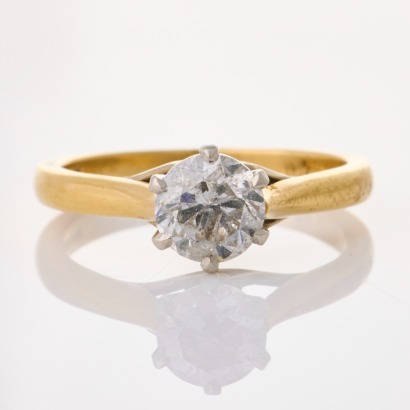 18ct Yellow Gold / Platinum, 1.00ct Diamond Solitaire Ring