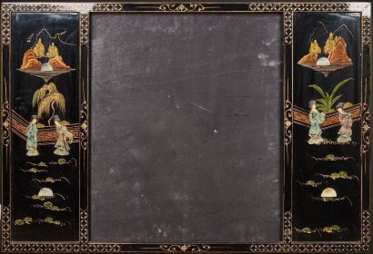 A Chinese Black Lacquer Inlaid with Pearl 'Lady Figure' Frame