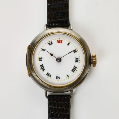 Gunmetal, Antique, 29mm Rolex Wire Lug Hand-Wound Wristwatch, circa 1920's