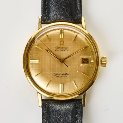 14ct Gold Filled, 34mm OMEGA Seamaster De Ville Automatic Golden Linen Dial Wristwatch, circa 1963
