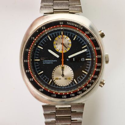 Stainless Steel, 44mm Seiko "UFO" Chronograph Wristwatch, circa 1975