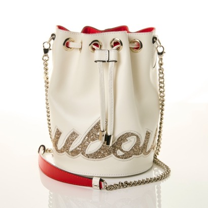 Christian Louboutin, Marie Jane White Mini Bucket Bag with Box