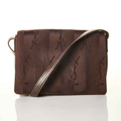 Yves Saint Laurent, Brown Nylon YSL Flap Bag