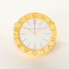 Gold Plated, 37mm BVLGARI Quartz Desk Alarm Clock, circa 1990 - 2000