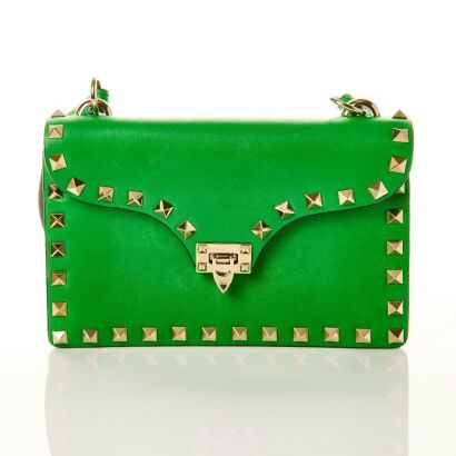 Valentino, Green Vitello Mini Rockstud Flap Bag