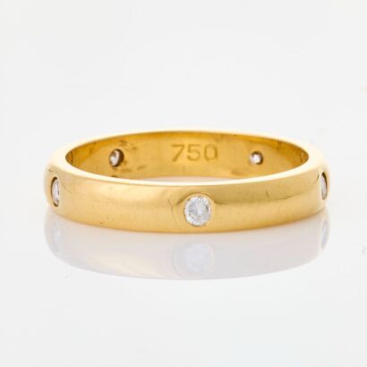 18ct Yellow Gold, Handmade, .25ct Diamond Flush Set Band Ring