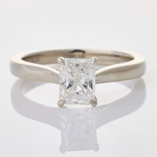 Platinum, 1.04ct Radiant Cut Diamond / .07ct Diamond Ring, GIA certified