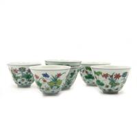 Six Chinese Doucai 'Lotus' Cups (Da Qing Yongzheng Nian Zhi Mark)