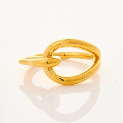 Herm&egrave;s, Jumbo Gold Plated Scarf Ring with Box