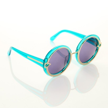 Karen Walker, Oversized Round Green Sunglasses with Case