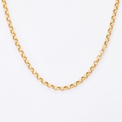 9ct Yellow Gold, 52cm Belcher Link Necklet