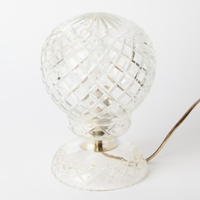 A Vintage Czechoslovakian Diamond Cut Crystal Boudoir Lamp