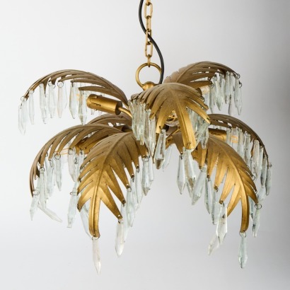 A Palm Leaf Crystal Chandelier