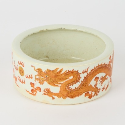 A Chinese Jingdezhen Gilt-decorated Iron-red 'Dragons and Phoenixes' Brush Wash (Qing Dynasty Guangxu Year Mark)