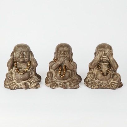 A Set Of Three Chinese 20th Century Pottery Monk Figures