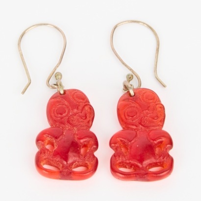 A Pair of Resin Tiki Drop Earrings