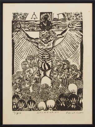 A framed Screenprint "Crucifixion" by Patrick Mas 91 19/170