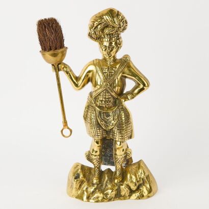A Scottish Highlander Brass Fireside Set A/F