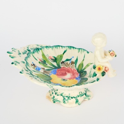 A Vintage Italian Cherub Floral Ceramic Decorative Dish