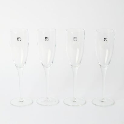 A Set of Four Italian crystal champagne flutes