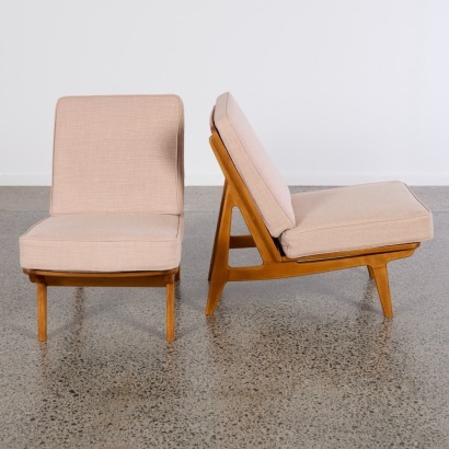 A Pair of FD172 Slipper Chairs by Peter Hvidt and Orla M&oslash;lgaard-Nielsen, Denmark, 1960s