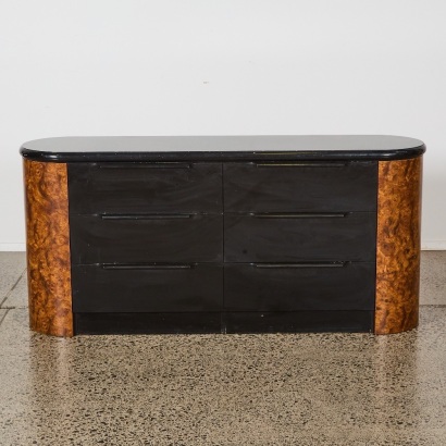 An Art Deco Burled Walnut Sideboard