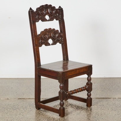 A Wood High Back Chair