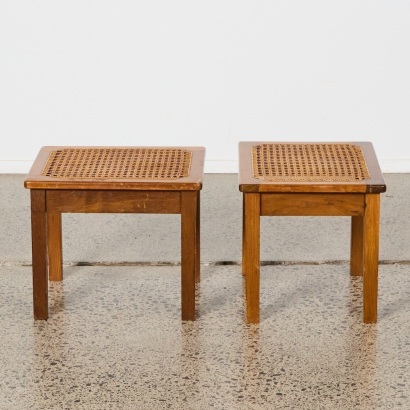 A Pair of Stools with Wicker Seats