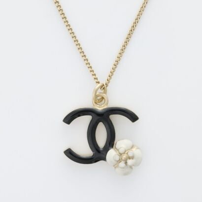 Chanel, CC Logo & Camellia Rose Necklace with Box
