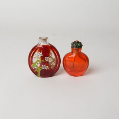 A Pair of Chinese Red Glass Snuff Bottles