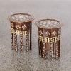 A Pair of Moorish Revival Mother of pearl and bone Small Tea Tables