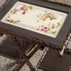 A Victorian Faux Rose Wood Table with Horsehair Inserts and Painted Tile Top - 3