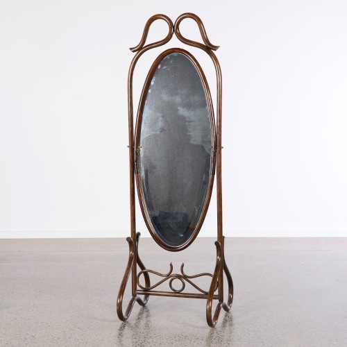 A Mid-Century French Bentwood Mirror