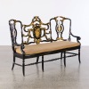 A Northern Italian Ebonised Wood with Parcel Gilt Settee 19th Century - 2